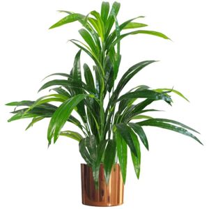 Leaf - 65cm Artificial Large Bamboo Shrub Plant with Copper Metal Planter Leaf - 65cm Artificial Large Bamboo Shrub Plant with Copper Metal Planter
