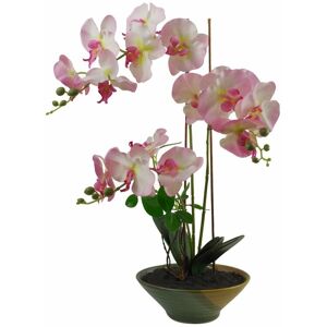 Leaf 65cm Artificial Orchid Light Pink in Glazed Planter Leaf 65cm Artificial Orchid Light Pink in Glazed Planter