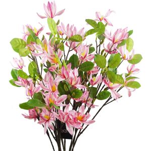 Leaf 6x 100cm Pink Magnolia Floral Spray Artificial Leaf 6x 100cm Pink Magnolia Floral Spray Artificial