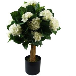 Leaf - 75cm Artificial White Bush Hydrangea Plant Potted Leaf - 75cm Artificial White Bush Hydrangea Plant Potted