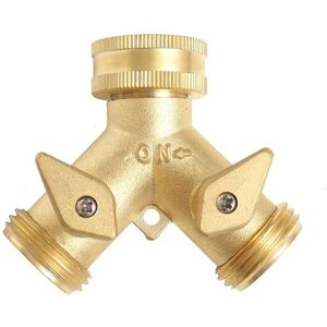 Alwaysh - 2 Way Brass Garden Hose Tap Adapter for Garden Watering with Shut-Off Valve Alwaysh - 2 Way Brass Garden Hose Tap Adapter for Garden Watering with Shut-Off Valve