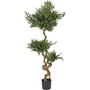 Beliani Artificial Potted Plant Green and Black Synthetic Material 166 cm Ruscus Tree - Indoor Decoration Beliani Artificial Potted Plant Green and Black Synthetic Material 166 cm Ruscus Tree - Indoor Decoration