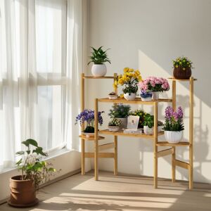 UNHO Bamboo Plant Shelf Indoor, 3 Tier Tall Corner Plant Shelves Holder Planter Display Rack UNHO Bamboo Plant Shelf Indoor, 3 Tier Tall Corner Plant Shelves Holder Planter Display Rack