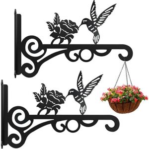 CCYKXA Wall-Mounted Hanging Basket Holder, 2 Pieces Plant Hook Support, Iron Wall Hooks for Plants, Flower Pots, Garden and Balcony Decoration (Black) CCYKXA Wall-Mounted Hanging Basket Holder, 2 Pieces Plant Hook Support, Iron Wall Hooks for Plants, Flower Pots, Garden and Balcony Decoration (Black)