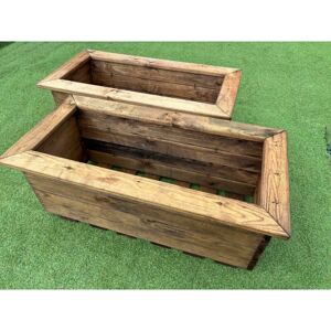 Charles Taylor Trading - 2 x Charles Taylor Wooden Large Trough Planter Flower Shrub Tree Pot Charles Taylor Trading - 2 x Charles Taylor Wooden Large Trough Planter Flower Shrub Tree Pot