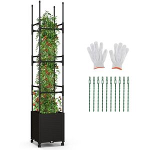 Costway - Raised Garden Bed Self-Watering Planter Box 219 cm Rolling Tomato Cage Costway - Raised Garden Bed Self-Watering Planter Box 219 cm Rolling Tomato Cage