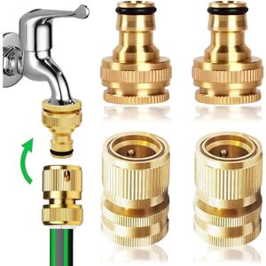 Csparkv - 2 Pairs 2 in 1 Garden Hose 1/2' and 3/4' 2 in 1 Brass Quick Connector Garden Hose End Quick Connector Connection Kit for Kitchen Garden Csparkv - 2 Pairs 2 in 1 Garden Hose 1/2' and 3/4' 2 in 1 Brass Quick Connector Garden Hose End Quick Connector Connection Kit for Kitchen Garden