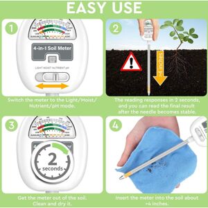 Csparkv - 26×6.3×6.3cm) Soil Moisture Meter, 4 in 1 pH Tester for Gardening, Lawn, Agriculture, Indoor and Outdoor Plants, No Batteries Required Csparkv - 26×6.3×6.3cm) Soil Moisture Meter, 4 in 1 pH Tester for Gardening, Lawn, Agriculture, Indoor and Outdoor Plants, No Batteries Required
