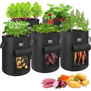 5 Pieces Potato Planting Bags, 43L Plant Bags, Fruit Flowers Vegetables, Planting Bags with Sturdy Handle and Viewing Window for Potatoes - Csparkv 5 Pieces Potato Planting Bags, 43L Plant Bags, Fruit Flowers Vegetables, Planting Bags with Sturdy Handle and Viewing Window for Potatoes - Csparkv