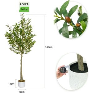 Mcc Direct - Decorative Artificial Olive Tree with Plastic Planter and Artificial Moss 140cm Mcc Direct - Decorative Artificial Olive Tree with Plastic Planter and Artificial Moss 140cm