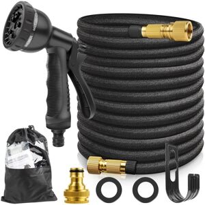 Tinor - Expandable Garden Hose 15m/50ft, Flexible Garden Hose with 8 Spray Patterns, Garden Hoses with Solid Brass Fittings and 4-Compartment Latex Tinor - Expandable Garden Hose 15m/50ft, Flexible Garden Hose with 8 Spray Patterns, Garden Hoses with Solid Brass Fittings and 4-Compartment Latex