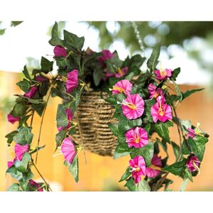 Garden Mile - Faux Floral Hanging Basket Indoor Outdoor Purple Pink Flower & Leaf Foliage Garden Mile - Faux Floral Hanging Basket Indoor Outdoor Purple Pink Flower & Leaf Foliage