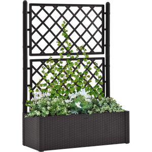 Bonnevie - Garden Raised Bed,Planter,Plant pot,Flower box with Trellis and Self Watering System Anthracite CFW37961 Bonnevie - Garden Raised Bed,Planter,Plant pot,Flower box with Trellis and Self Watering System Anthracite CFW37961