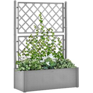 Bonnevie - Garden Raised Bed,Planter,Plant pot,Flower box with Trellis and Self Watering System Grey VSVS369791 Bonnevie - Garden Raised Bed,Planter,Plant pot,Flower box with Trellis and Self Watering System Grey VSVS369791