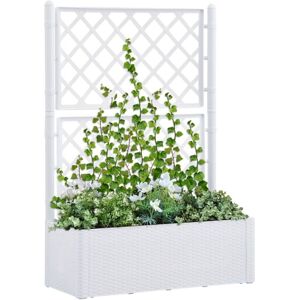 Bonnevie - Garden Raised Bed,Planter,Plant pot,Flower box with Trellis and Self Watering System White VSVS962767 Bonnevie - Garden Raised Bed,Planter,Plant pot,Flower box with Trellis and Self Watering System White VSVS962767