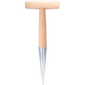 Groofoo - Garden Soil Dibber Hand Held t shape Planting Seedling Planter with Wooden Handle Groofoo - Garden Soil Dibber Hand Held t shape Planting Seedling Planter with Wooden Handle