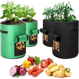 SNQ Geotextile Planting Bag, 4 Pack Potato Planting Bags (2 x 10 Gallon, 2 x 7 Gallon), Potato Pot with Viewing Window, for Planting Potatoes and Tomatoes SNQ Geotextile Planting Bag, 4 Pack Potato Planting Bags (2 x 10 Gallon, 2 x 7 Gallon), Potato Pot with Viewing Window, for Planting Potatoes and Tomatoes