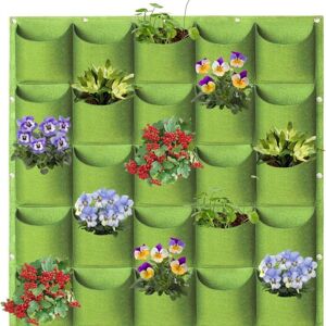Cyslmuk - Green Hanging Planter Bags, 25 Pockets Vertical Wall Mounted Gardening Planting Bags Plant Storage Bags (1m×1m) Cyslmuk - Green Hanging Planter Bags, 25 Pockets Vertical Wall Mounted Gardening Planting Bags Plant Storage Bags (1m×1m)