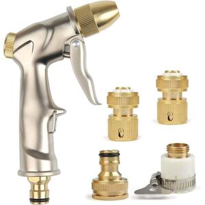 Gotrays - High Pressure Garden Hose Spray Gun with Bronze Lance, Hand Held Sprayer for Washing/Watering Lawns and Garden (with 4 Copper Connectors) Gotrays - High Pressure Garden Hose Spray Gun with Bronze Lance, Hand Held Sprayer for Washing/Watering Lawns and Garden (with 4 Copper Connectors)