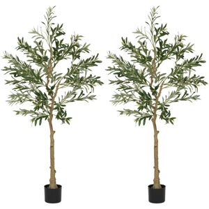 Homcom - 2 Pack Indoor Artificial Plants, Faux Potted Silk Olive Trees, 150cm Homcom - 2 Pack Indoor Artificial Plants, Faux Potted Silk Olive Trees, 150cm