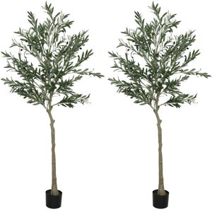 Homcom - 2 Pack Indoor Artificial Plants, Faux Potted Silk Olive Trees, 180cm Homcom - 2 Pack Indoor Artificial Plants, Faux Potted Silk Olive Trees, 180cm