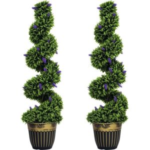 HOMCOM Set of 2 Decorative Artificial Plants with Lavender and Pot, 115cm HOMCOM Set of 2 Decorative Artificial Plants with Lavender and Pot, 115cm