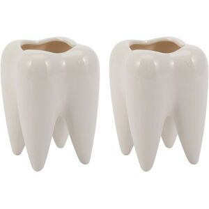 Tlily - i pc Tooth Shape White Ceramic Flower Pot Modern Design Planter Teeth Model Mini Desktop Pot Creative Gift(without plants) X2 I184599 Tlily - i pc Tooth Shape White Ceramic Flower Pot Modern Design Planter Teeth Model Mini Desktop Pot Creative Gift(without plants) X2 I184599