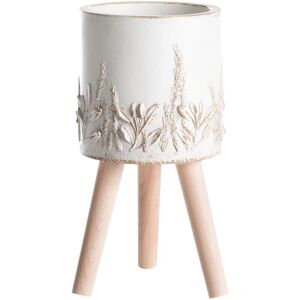 Beliani - Indoor Outdoor Plant Pot Distressed Vintage Style Off-White Preweza Beliani - Indoor Outdoor Plant Pot Distressed Vintage Style Off-White Preweza