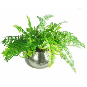 Leaf - Large Artificial Ferns Display with xl Metal Silver Bowl Planter 50x65cm Leaf - Large Artificial Ferns Display with xl Metal Silver Bowl Planter 50x65cm