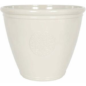 La Hacienda - 40cm Small Eden Emblem Plant Pot - Plastic - L40 x W40 x H30 cm - White La Hacienda - 40cm Small Eden Emblem Plant Pot - Plastic - L40 x W40 x H30 cm - White