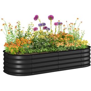 Outsunny Galvanised Raised Garden Bed Planter Box with Safety Edging Black Outsunny Galvanised Raised Garden Bed Planter Box with Safety Edging Black