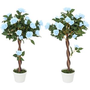 Outsunny - Rose Tree 90cm - Blue - Artificial Plant Outsunny - Rose Tree 90cm - Blue - Artificial Plant