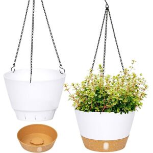 Tinor - Pack Hanging Planters, 10' Diameter Indoor Outdoor Hanging Flower Pot with Drainage Hole and 3 Hooks for Garden Home (White) Tinor - Pack Hanging Planters, 10' Diameter Indoor Outdoor Hanging Flower Pot with Drainage Hole and 3 Hooks for Garden Home (White)
