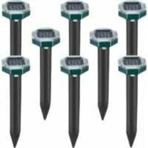 MCBOSON Pack of 8 Solar Powered Ultrasonic Mole, Snake, and Vole Repellent Stakes for Lawn, Garden, and Yard, TRIMEC Sardine Repellent MCBOSON Pack of 8 Solar Powered Ultrasonic Mole, Snake, and Vole Repellent Stakes for Lawn, Garden, and Yard, TRIMEC Sardine Repellent