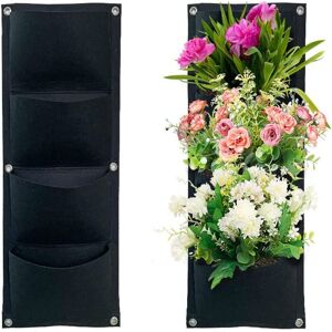 Linghhang - 2 Pack Vertical Hanging Planter Bags Planting Bags Garden Hanging Bags 4 Pockets Thick Felt Planter Bags for Balcony Outdoor Garden Yard Linghhang - 2 Pack Vertical Hanging Planter Bags Planting Bags Garden Hanging Bags 4 Pockets Thick Felt Planter Bags for Balcony Outdoor Garden Yard
