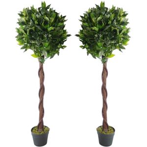 Leaf - Pair of 120cm (4ft) Twisted Stem Artificial Topiary Bay Laurel Ball Trees Leaf - Pair of 120cm (4ft) Twisted Stem Artificial Topiary Bay Laurel Ball Trees