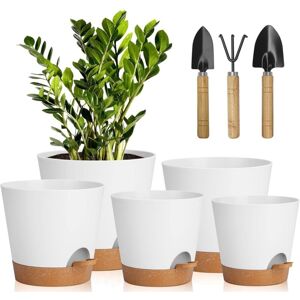 Tonchean - Pcs Plastic Flower Pots, 7/6.5/6/5.5/5 inch Plastic Flower/Plant Pots, Self Watering with Flower Saucer Suitable for Indoor and Outdoor Tonchean - Pcs Plastic Flower Pots, 7/6.5/6/5.5/5 inch Plastic Flower/Plant Pots, Self Watering with Flower Saucer Suitable for Indoor and Outdoor