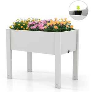Costway - Raised Bed Grow Box 53L Self-Watering Planter Box Stand-White Costway - Raised Bed Grow Box 53L Self-Watering Planter Box Stand-White