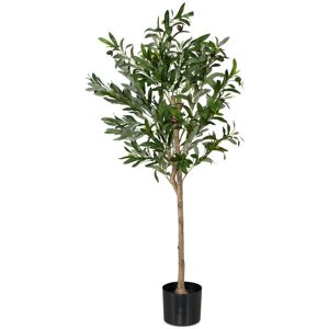 Relaxdays - Artificial Olive Tree, 120 cm Tall, Plastic, Stone, Decorative Faux Plant, with Pot, Fake Foliage, Green/Brown Relaxdays - Artificial Olive Tree, 120 cm Tall, Plastic, Stone, Decorative Faux Plant, with Pot, Fake Foliage, Green/Brown