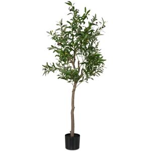 Relaxdays - Artificial Olive Tree, 150 cm Tall, Plastic, Stone, Decorative Faux Plant, with Pot, Fake Foliage, Green/Brown Relaxdays - Artificial Olive Tree, 150 cm Tall, Plastic, Stone, Decorative Faux Plant, with Pot, Fake Foliage, Green/Brown