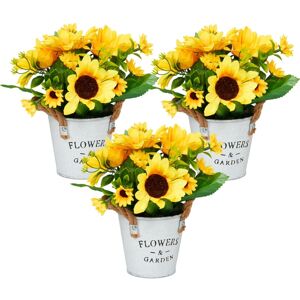 Relaxdays - Artificial Sunflowers in Pots, Set of 3, Lifelike Faux Flowers, Decorative Fake Plants, Yellow/White Relaxdays - Artificial Sunflowers in Pots, Set of 3, Lifelike Faux Flowers, Decorative Fake Plants, Yellow/White