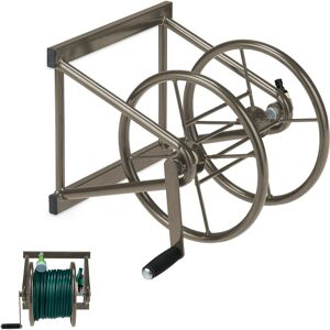 Relaxdays Hose Reel, Wall Mounted, for 60 m Hosepipes, Garden Accessory, Watering, HxWxD: 36 x 55 x 50 cm, Steel, Brown Relaxdays Hose Reel, Wall Mounted, for 60 m Hosepipes, Garden Accessory, Watering, HxWxD: 36 x 55 x 50 cm, Steel, Brown