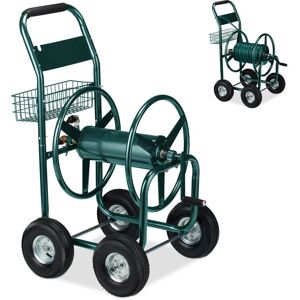 Relaxdays - Hose Trolley, Up to 90 Meters, 4 Pneumatic Wheels, h x w x d: 113 x 62 x 90 cm, Steel, Green Relaxdays - Hose Trolley, Up to 90 Meters, 4 Pneumatic Wheels, h x w x d: 113 x 62 x 90 cm, Steel, Green