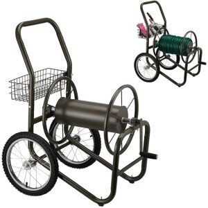 Relaxdays - Hose Trolley, Up to 90 Meters, 2 Wheels, Basket, h x w x d: 100 x 58 x 88 cm, Steel, Brown Relaxdays - Hose Trolley, Up to 90 Meters, 2 Wheels, Basket, h x w x d: 100 x 58 x 88 cm, Steel, Brown