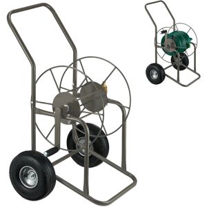 Relaxdays - Hose Trolley, Up to 80 Meters, 2 Rubber Wheels, h x w x d: 93 x 62 x 50 cm, Steel, Brown Relaxdays - Hose Trolley, Up to 80 Meters, 2 Rubber Wheels, h x w x d: 93 x 62 x 50 cm, Steel, Brown