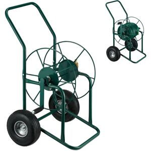 Relaxdays Hose Trolley, Up to 80 Meters, 2 Rubber Wheels, H x W x D: 93 x 62 x 50 cm, Steel, Green Relaxdays Hose Trolley, Up to 80 Meters, 2 Rubber Wheels, H x W x D: 93 x 62 x 50 cm, Steel, Green