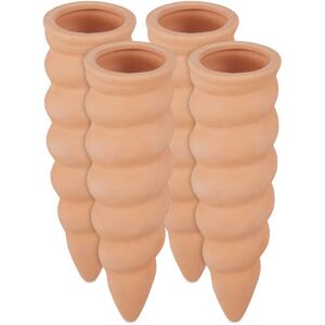 Relaxdays Clay Watering Cones, Set of 4, Plant Irrigation Kit, 1.5L Bottles, HxD 16.5 x 5 cm, Terracotta Relaxdays Clay Watering Cones, Set of 4, Plant Irrigation Kit, 1.5L Bottles, HxD 16.5 x 5 cm, Terracotta
