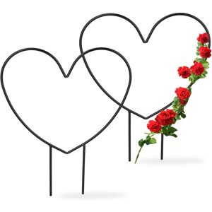 Relaxdays - 2x Climbing Aid Heart, Metal, Trellis for Pot and House Plants, HxWxD: 32 x 25 x 0.5 cm, Flower Support, Black Relaxdays - 2x Climbing Aid Heart, Metal, Trellis for Pot and House Plants, HxWxD: 32 x 25 x 0.5 cm, Flower Support, Black