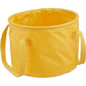 Relaxdays - Folding Bucket, Camping, 15l, Foldable, Water Bowl, with handles, HxWxD: 23 x 31 x 31 cm, Outdoor, pvc, Yellow Relaxdays - Folding Bucket, Camping, 15l, Foldable, Water Bowl, with handles, HxWxD: 23 x 31 x 31 cm, Outdoor, pvc, Yellow