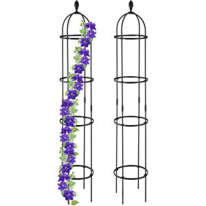 Relaxdays - Garden Obelisk, Set of 2, 190 x 35 cm, Support for Climbing Plants, Free-Standing, Metal, Rose Cage, Black Relaxdays - Garden Obelisk, Set of 2, 190 x 35 cm, Support for Climbing Plants, Free-Standing, Metal, Rose Cage, Black